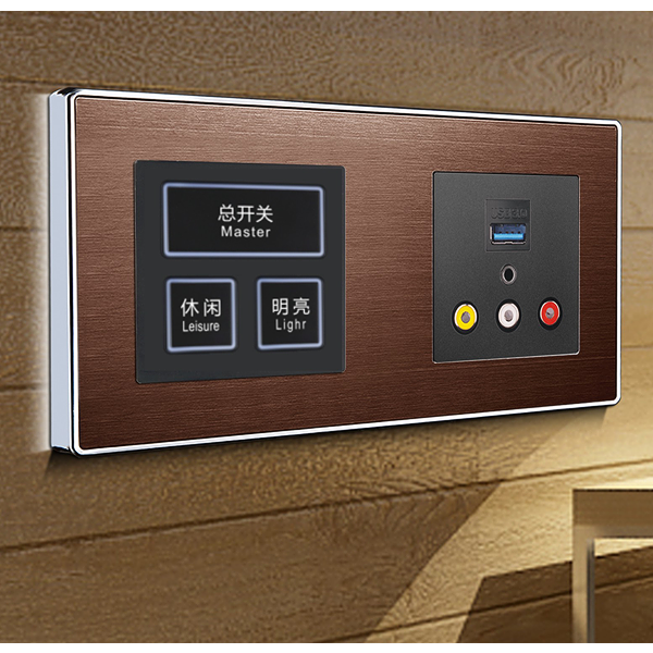 RB322弱電輕觸連體開(kāi)關(guān)床頭柜(玫瑰金拉絲+精鋼壓鑄面框)